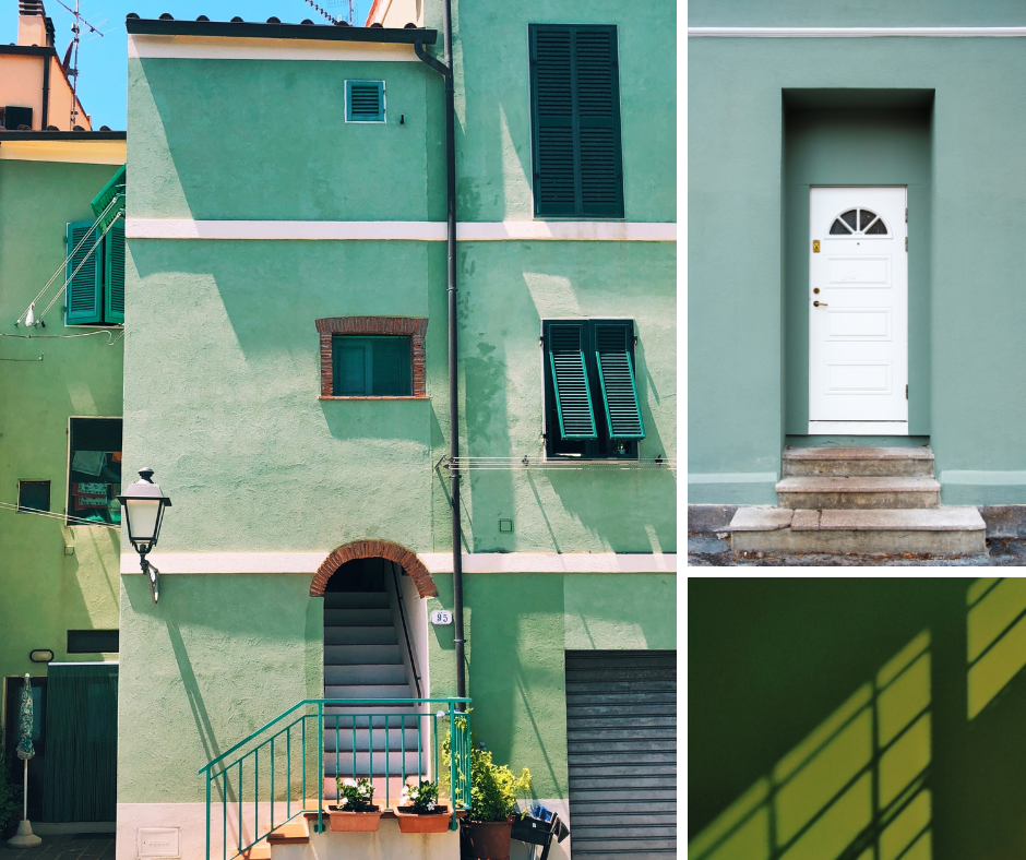 Green painted houses